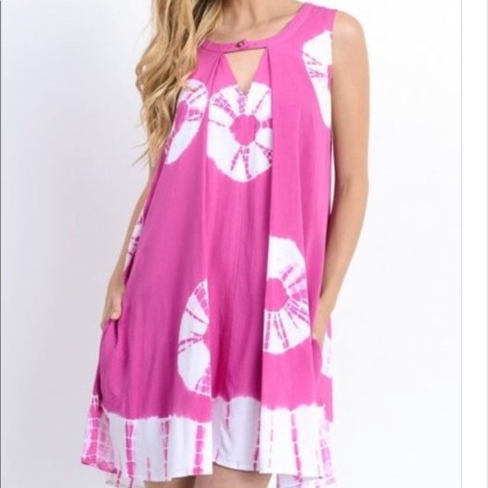Hot pink tie dye dress
